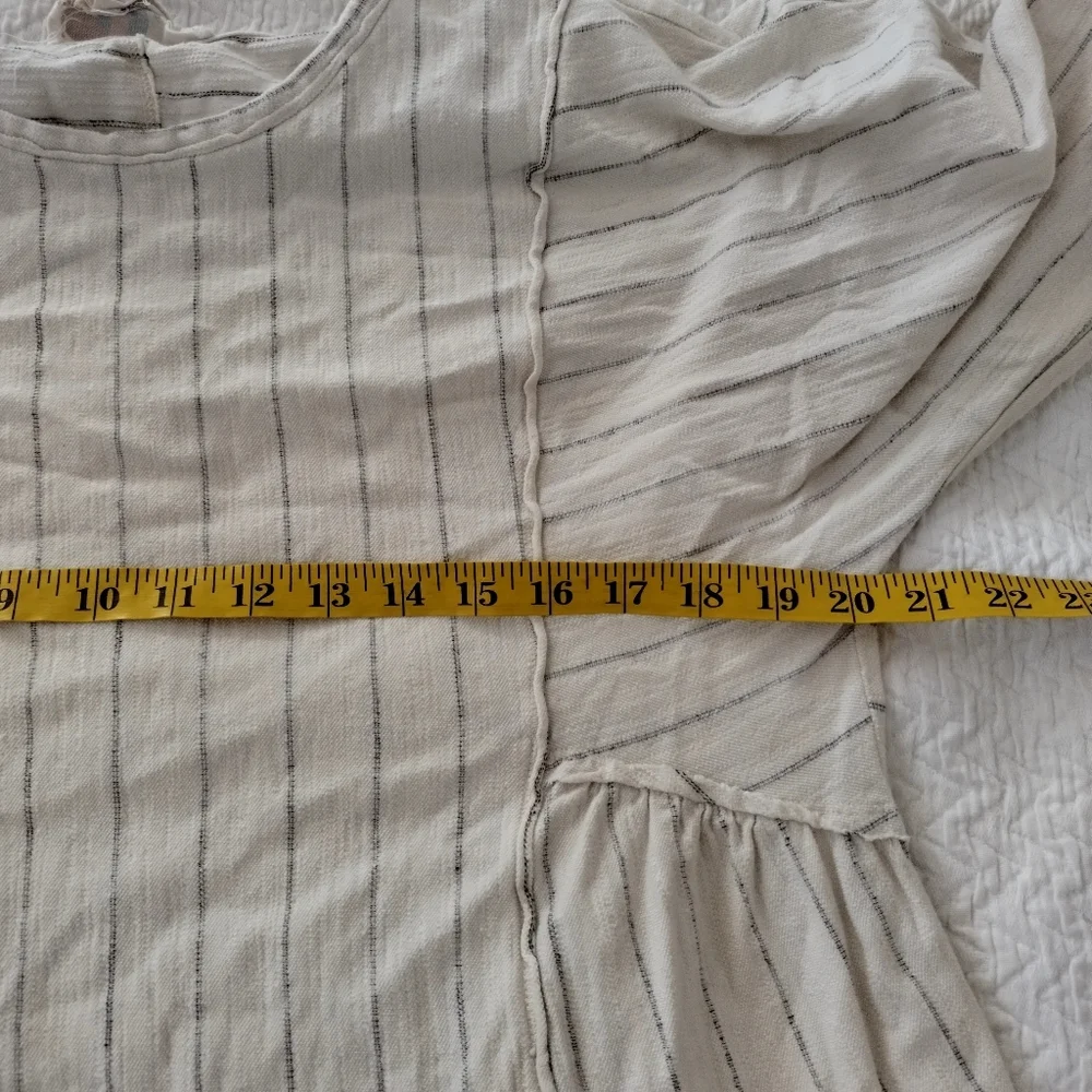 Free People Beach April Cream Striped Ruffled Long Sleeve Mini Dress Xs